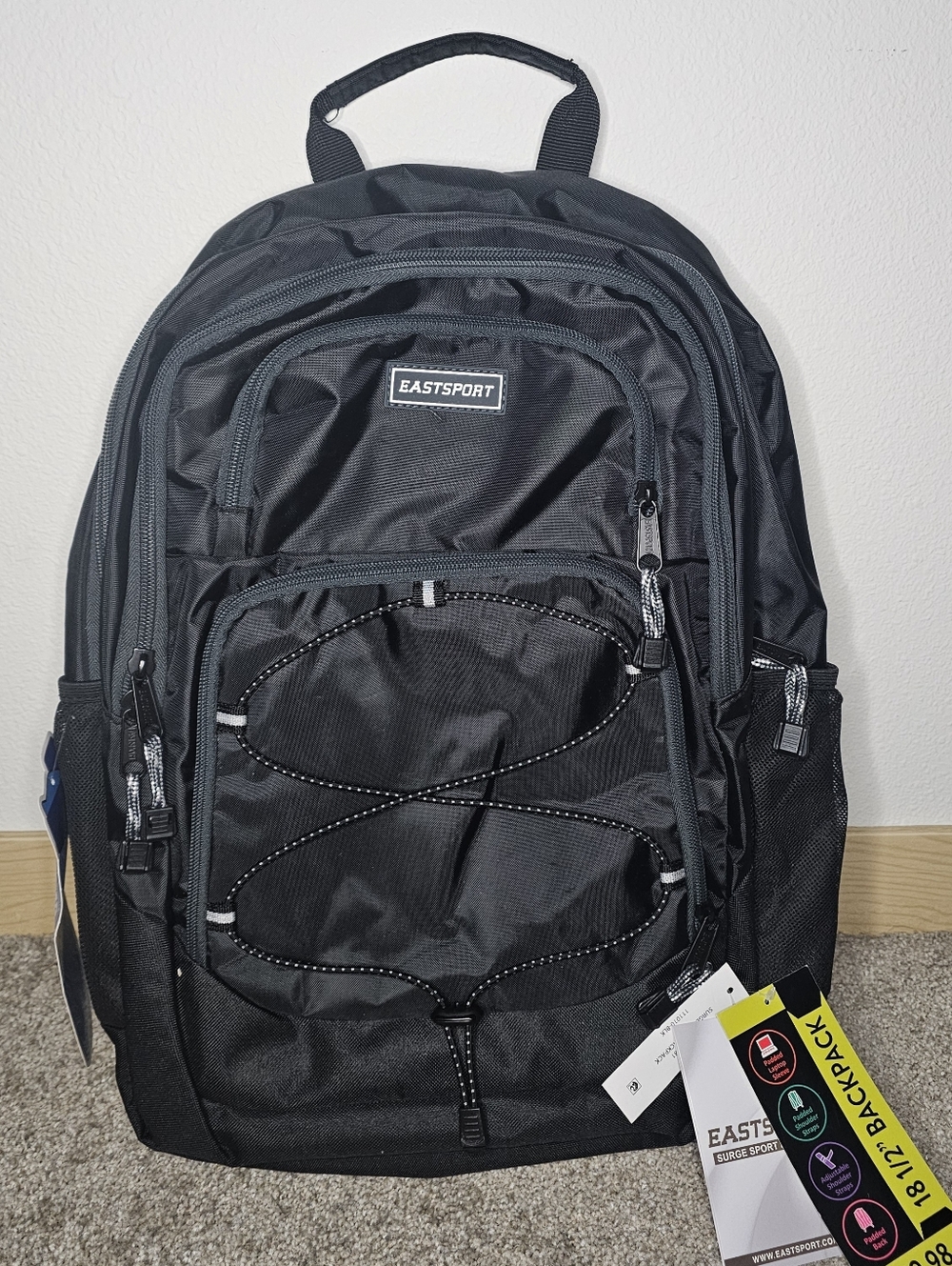 Eastsport Black Men’s Backpack – Everyday Travel & School Pack